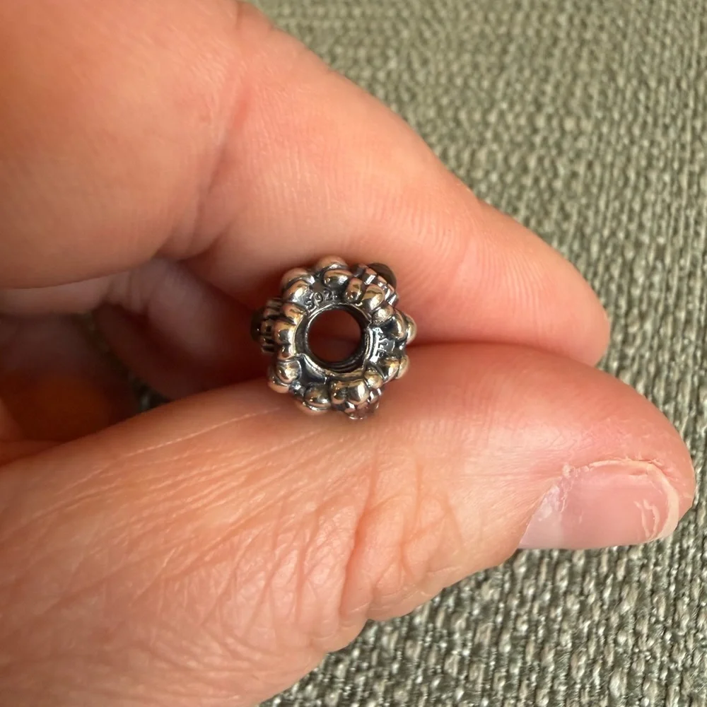 Pandora Sterling Silver Floral Charm with Center Gem - 925 Sterling Silver - Picture 4 of 7